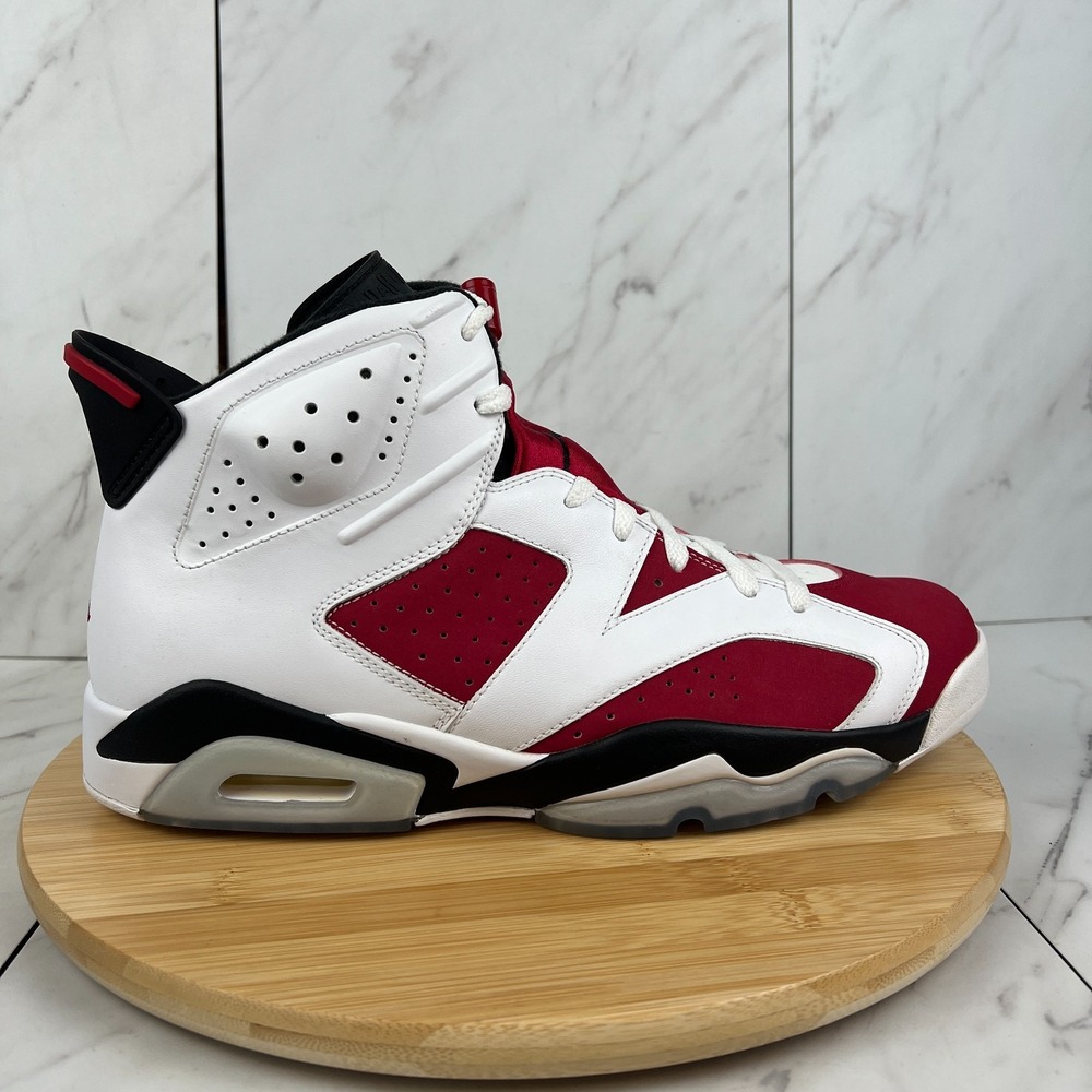 Nike Air Jordan 6 Retro Carmine 2014 Mens Size 12.5 White Red Sneaker 384664-160